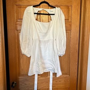 Reformation Brodie White Linen Mini Dress